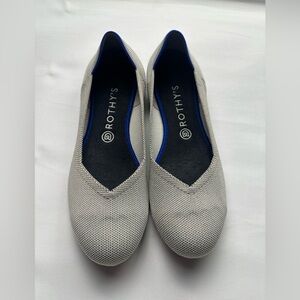 Rothy's Light Gray Ballet Flats with Blue Trim